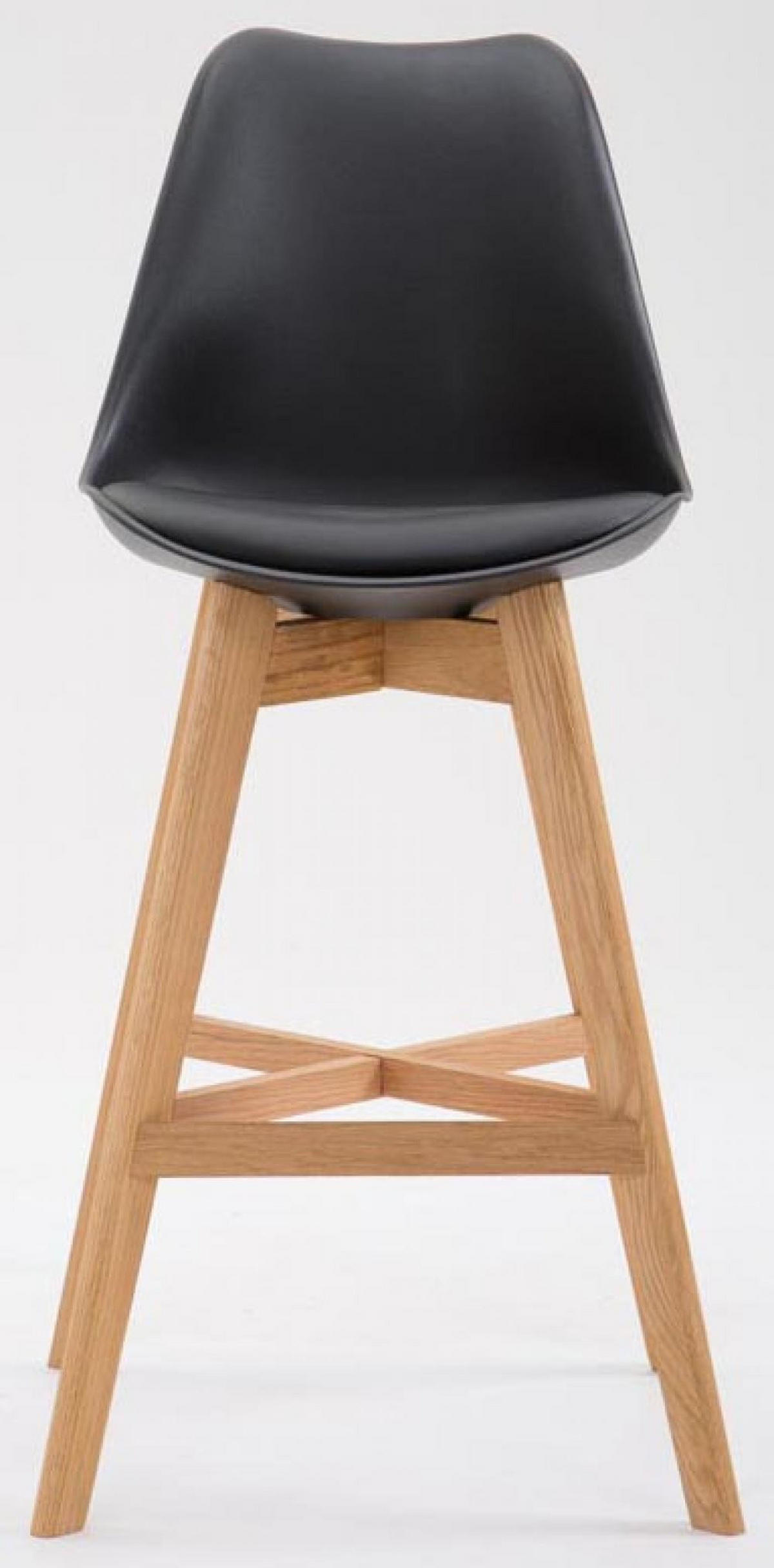 BARHOCKER 2er Set Kunststoff schwarz - Eukalyptusholzfarben/Schwarz, Holz/Kunststoff (48/112/56cm) - CLP