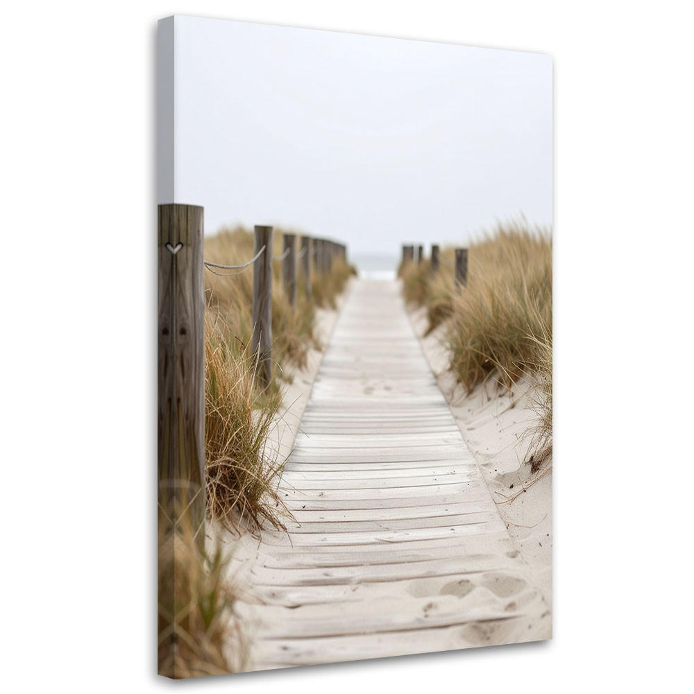 LEINWANDBILD Steg zum Strand Landschaft Natur 80x120cm - Beige, Textil (80/120cm) - Feeby