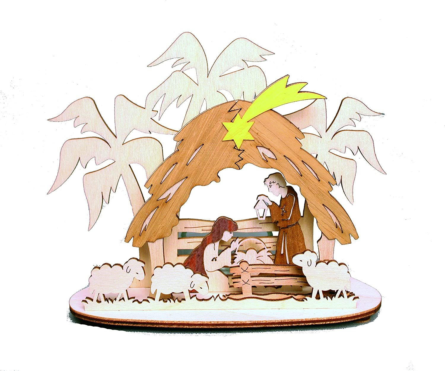 TEELICHTHALTER Krippe 10/13/14 cm - Multicolor, Holz (14/13/10cm)
