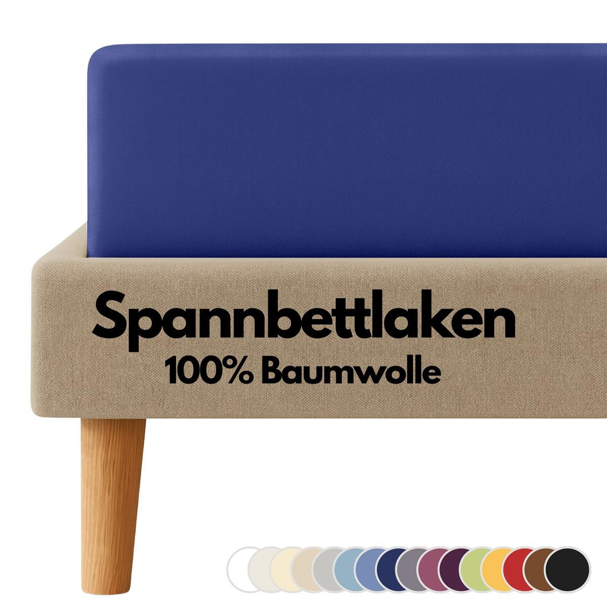 JERSEY-SPANNBETTLAKEN 180x200 - 200x200 cm, Bettlaken aus 100% Baumwolle mit Rundum-Gummizug, Spannbetttuch Dunkelblau - Dunkelblau, Textil (200/200cm) - Carpe Sonno