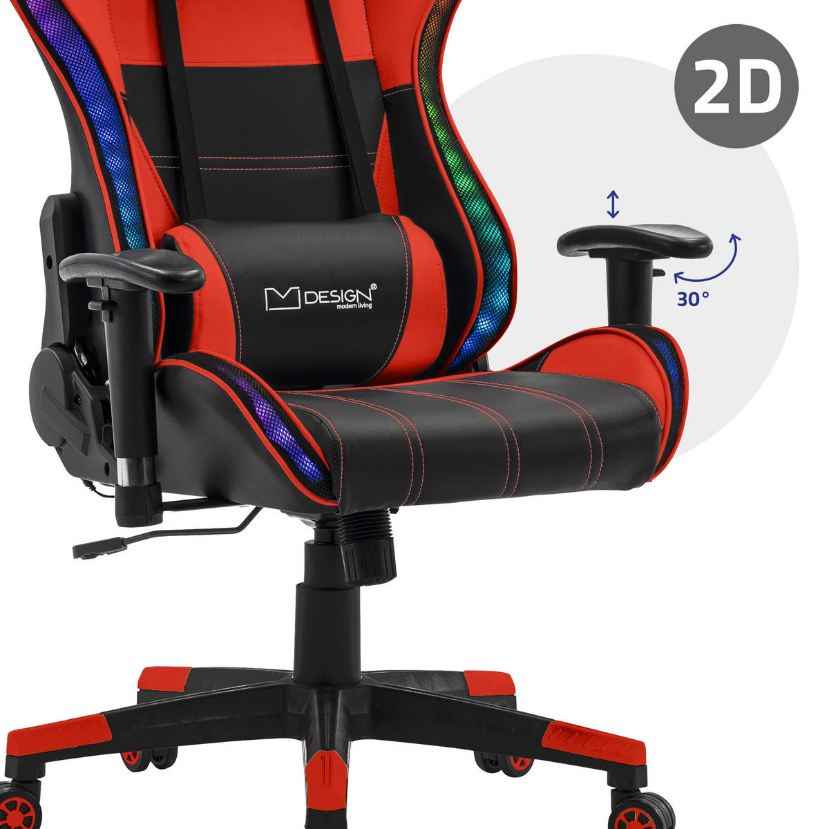 GAMING-STUHL Schwarz-Rot - Rot, Metall (72/133/72cm) - ML-DESIGN