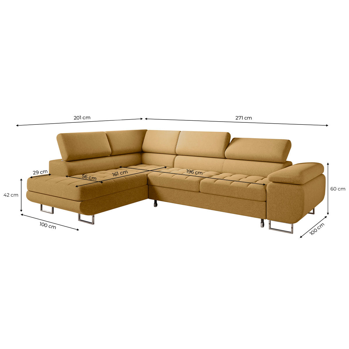 ECKSOFA Eden 4 Sitzplätze Gelb - Gelb, Holzwerkstoff (271/201cm) - Petits-meubles