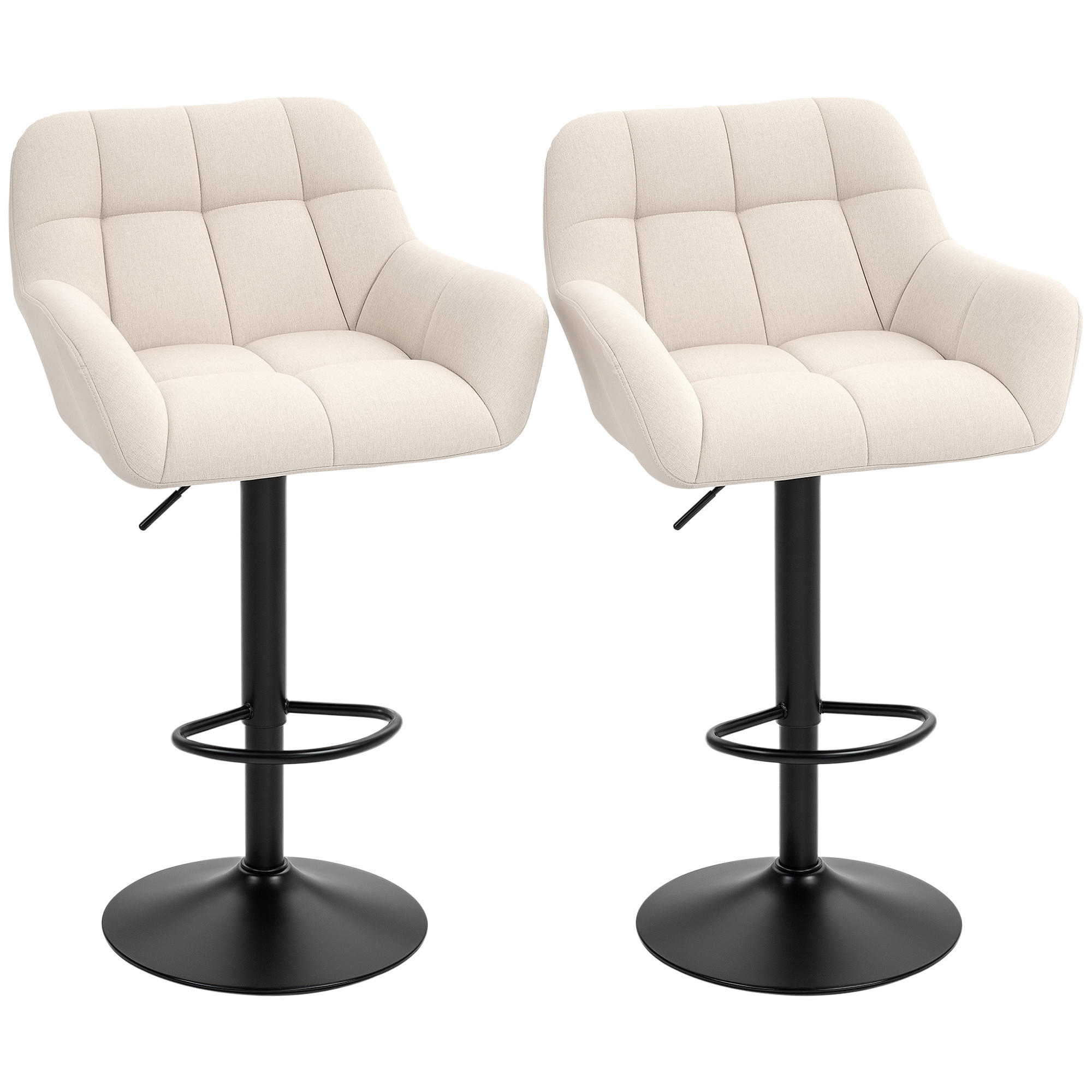 BARHOCKER 2er-Set DE-07996 Retro-Design, höhenverstellbar, 360° drehbar Creme - Creme, Metall (52.5/114/57.5cm) - ComfortXL