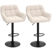 BARHOCKER 2er-Set DE-07996 Retro-Design, höhenverstellbar, 360° drehbar Creme - Creme, Metall (52.5/114/57.5cm) - ComfortXL