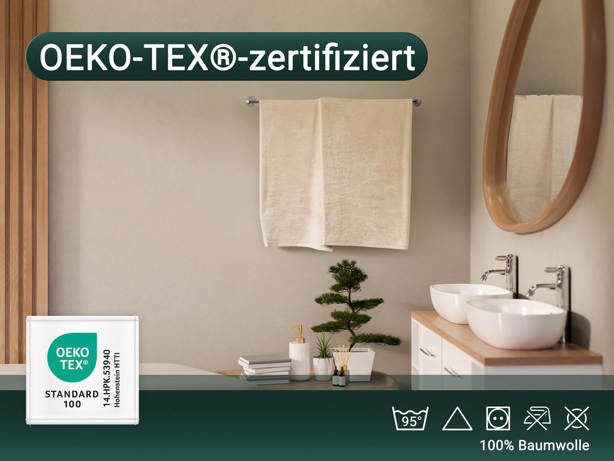 DUSCHTÜCHER, 5er-Set, 70x140 cm, 100% Baumwolle - Creme, Textil (70/140cm) - Zollner