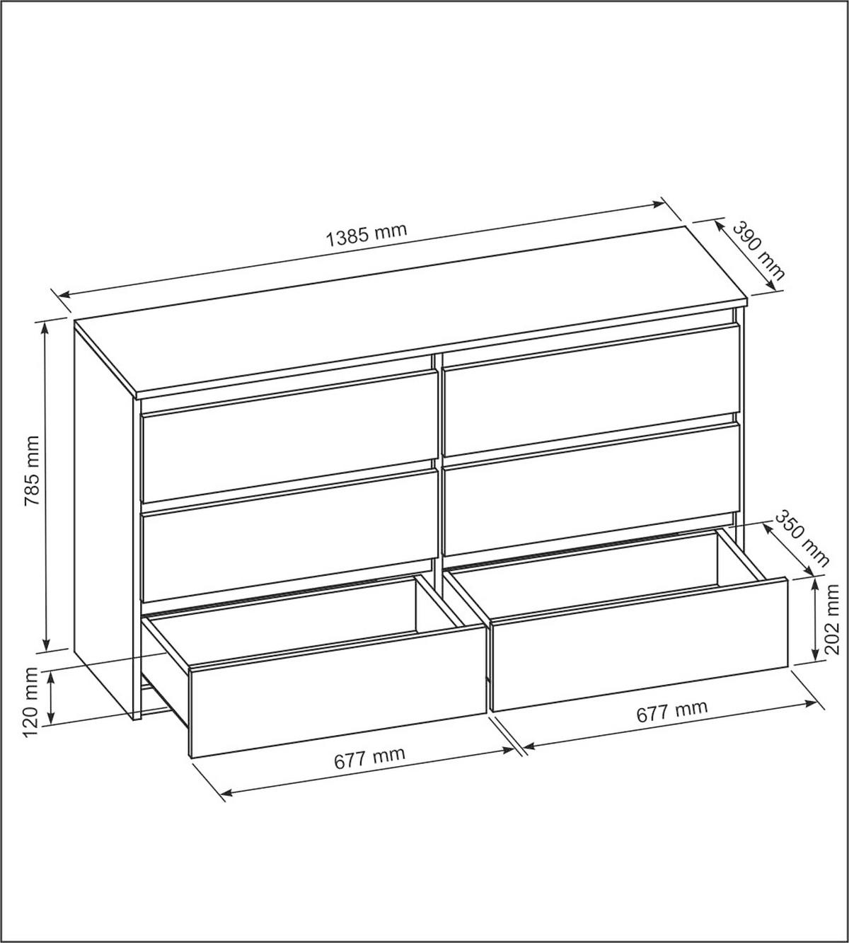 KOMMODE 140 Schwarz & Hochglanz 138,5x39x78,5 cm - Schwarz Hochglanz, Holzwerkstoff (138.5/78.5/39cm) - Mobelsta