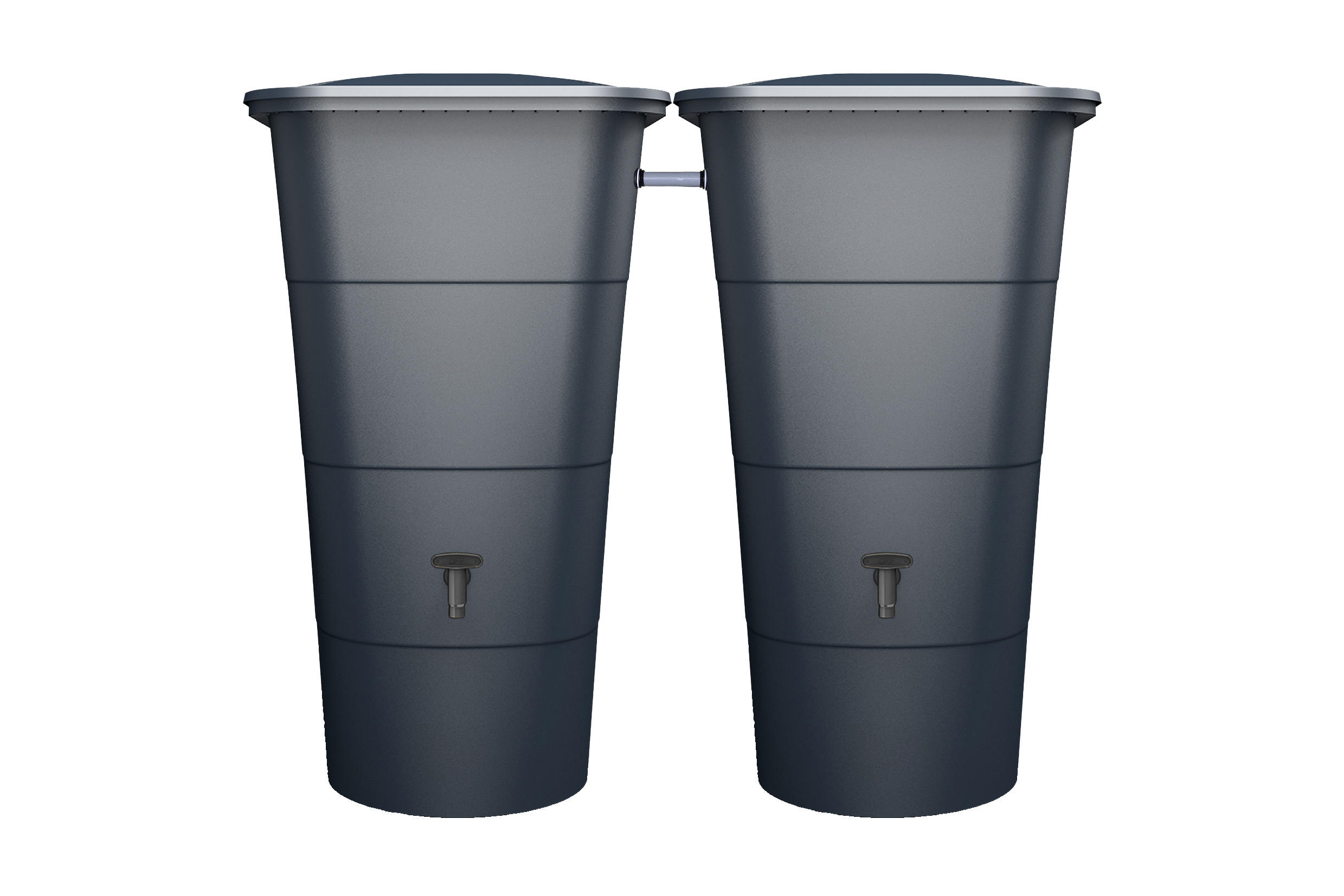 REGENTONNEN-SET eckig 400 L, graphite grey 2 x 200L Regentonne eckig inkl. Verbinder - Grau, Kunststoff (59.8/107/129.6cm) - GARANTIA