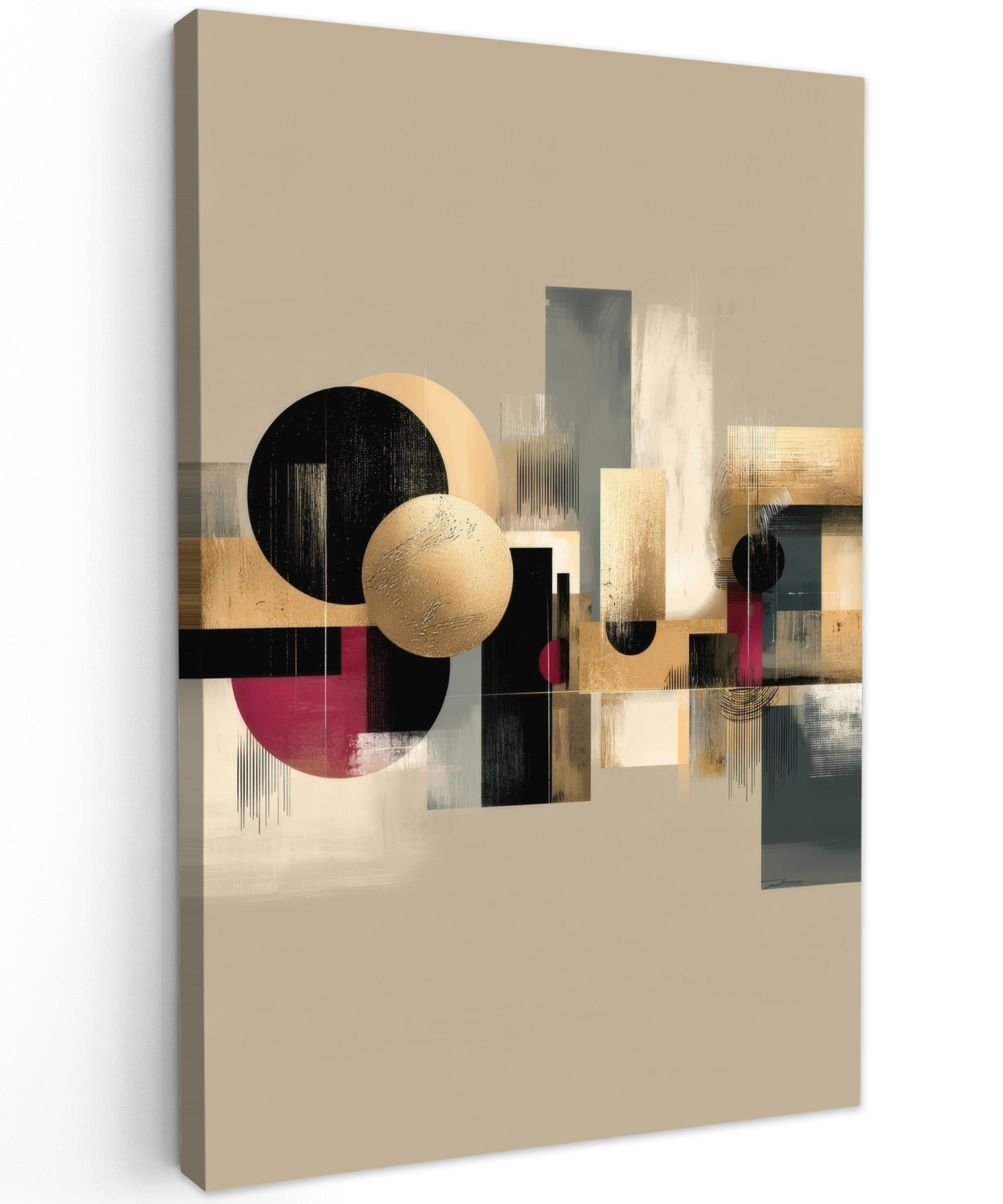 LEINWANDBILD Abstrakt - Formen - Beige - Texturen Deko XXL 80x120 cm - Beige, Textil (80/120cm) - MuchoWow