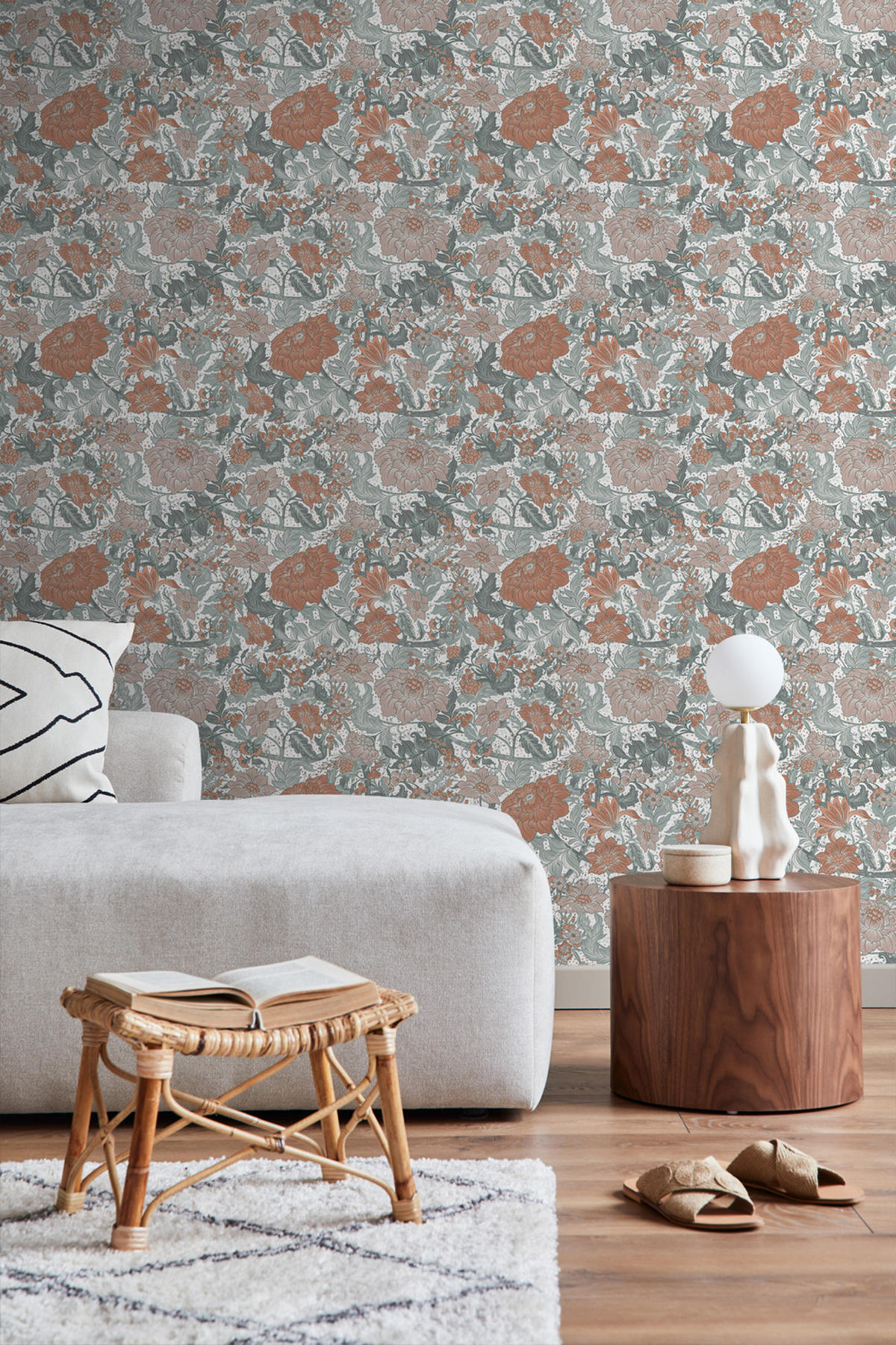 TAPETE Blumenmuster 50 x 900 cm - Blau, Papier (50/900cm) - ESTAhome