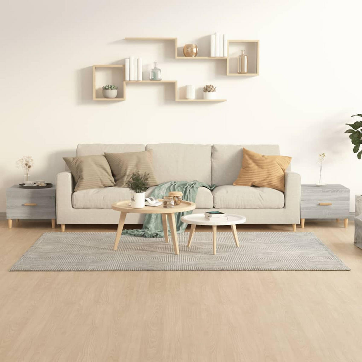 COUCHTISCHE 2 Stk. Grau Sonoma 50x50x40 cm Holzwerkstoff - Grau, Holzwerkstoff (50/50/40cm) - furnicato