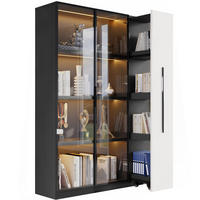 VITRINE 110.5/35/160 cm schwarz/weiß aus MDF mit LED-Beleuchtung - Schwarz, Holzwerkstoff (35/160/110.5cm) - OKMYHOME
