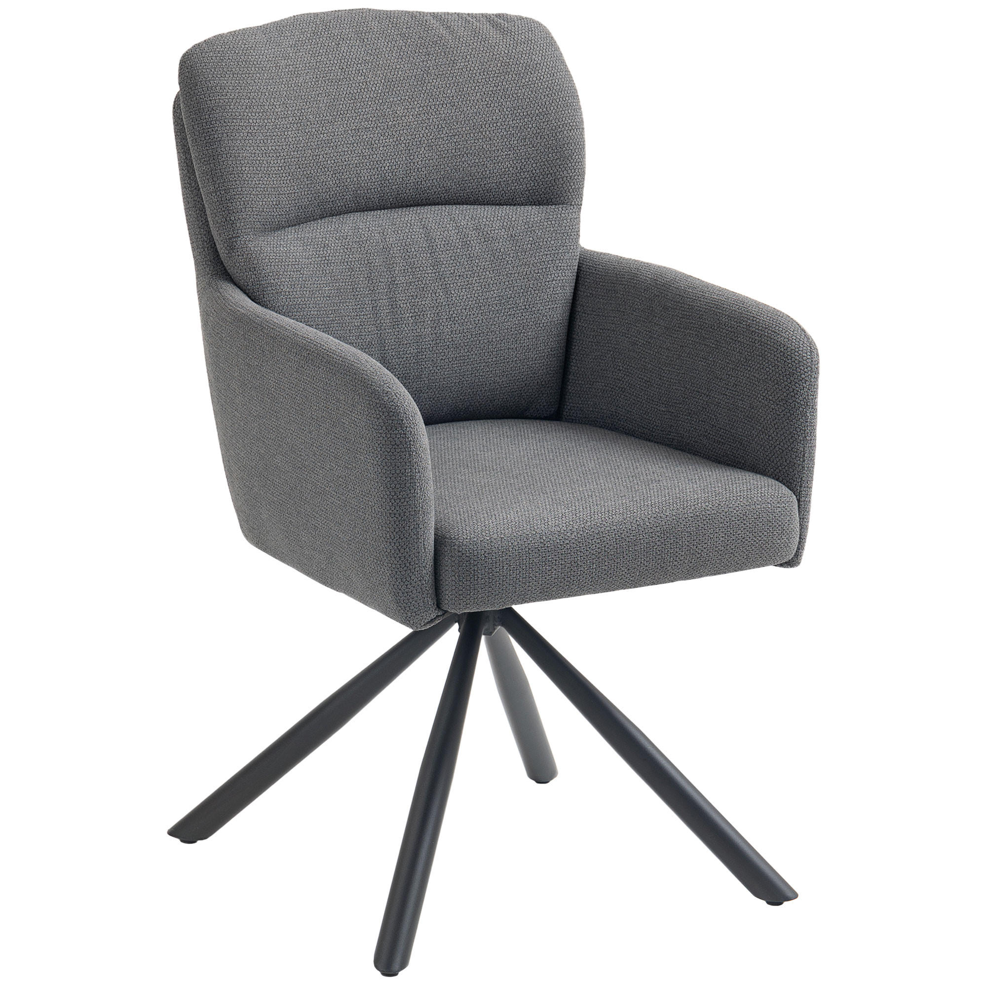 ESSZIMMERSTUHL DE-06895 360° drehbar mit dicker Polsterung und Armlehnen Grau - Grau, Textil/Metall (63/93/57cm) - ComfortXL