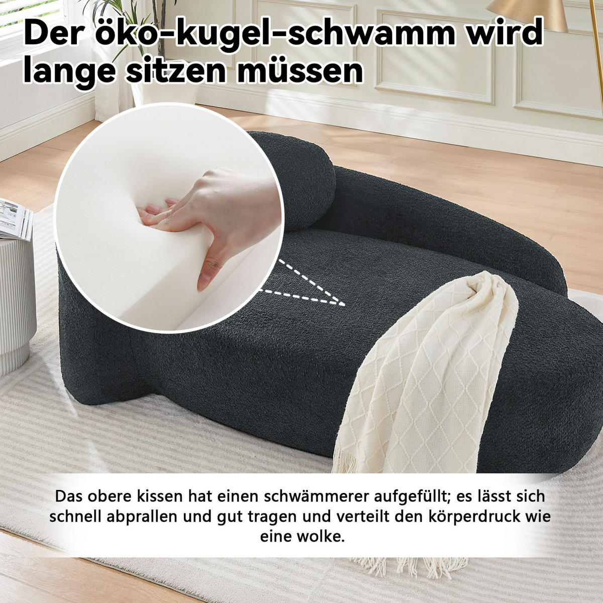 WOHNZIMMERSOFA mit Schlaffunktion und Kissen,Relaxsessel für Wohnzimmer, Schwarz - Schwarz, Textil (67/24/38cm)