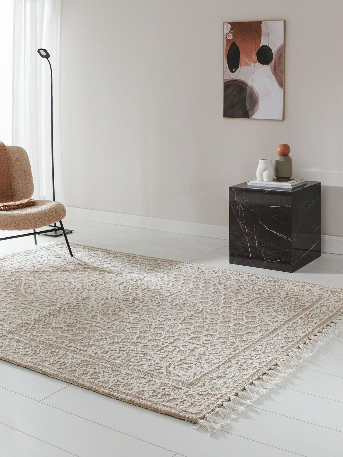 TEPPICH Teppich Elias Beige - Beige, Textil (120/1cm) - KUNSTLOFT