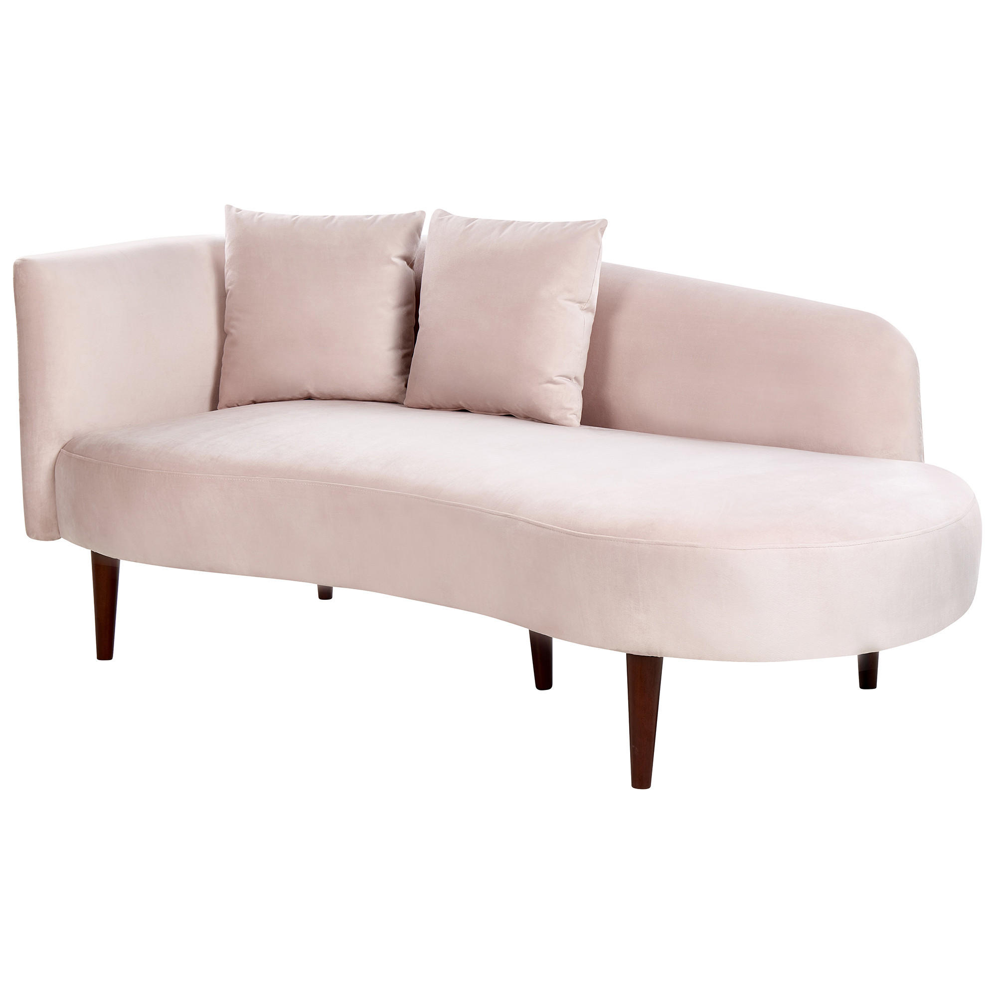 CHAISELONGUE Samtstoff pastellrosa linksseitig Chaumont - Pink/Dunkelbraun, Textil (168/75/66cm) - Beliani
