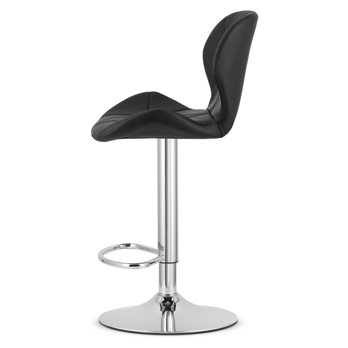 BARHOCKER WEST ECO schwarzer Sitz, Chrombasis - Schwarz, Leder (46/111/48.5cm) - Valora