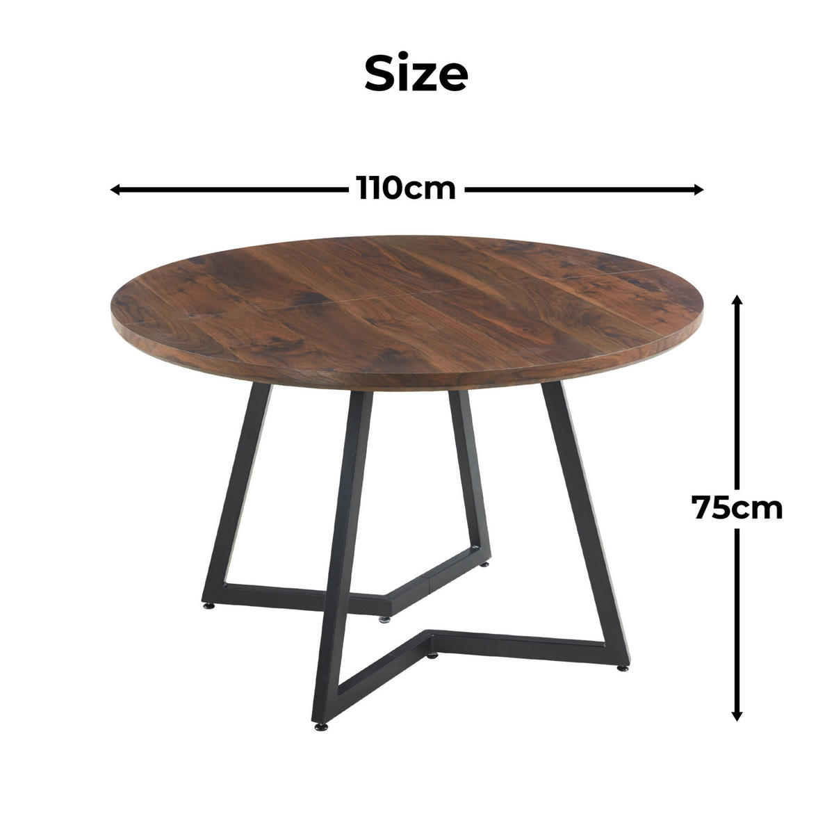 ESSTISCH 110/110/75 cm in Walnuss mit MDF-Platte und Metallgestell - Walnussfarben, Holzwerkstoff (110/110/75cm) - Flora Grace