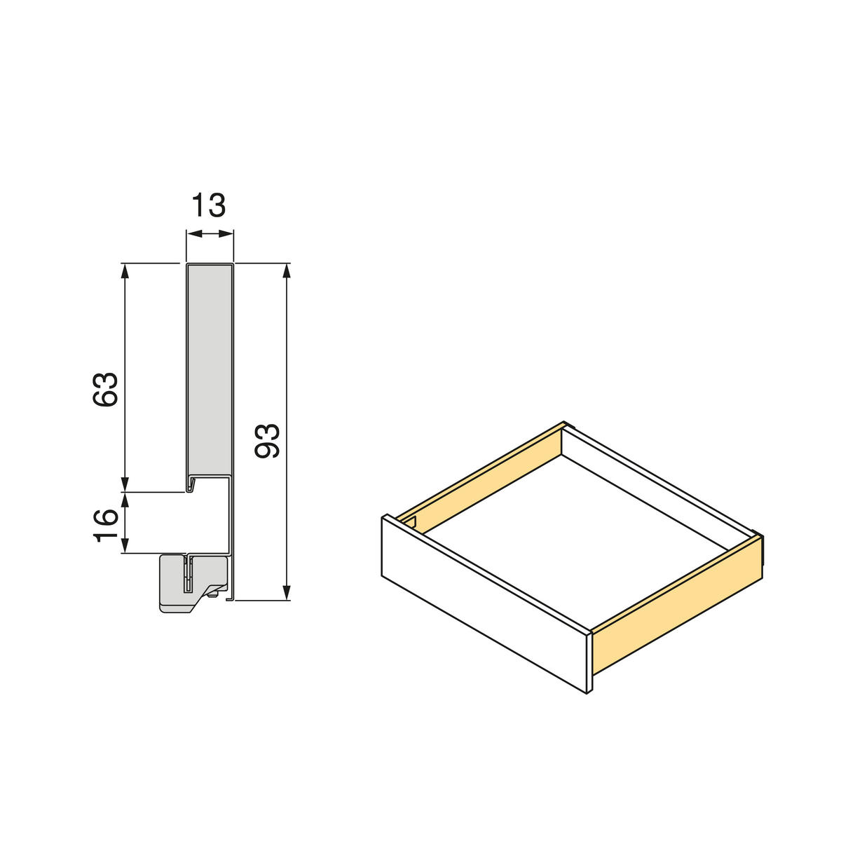AUSSENSCHUBLADE Protone 30Kg, Führungen mit vollständigem Auszug, sanfter Verschluss, Höhe 93mm, Tiefe 300mm, Stahl, Anthrazitgrau - Anthrazit, Metall (1.3/10/30cm) - EMUCA