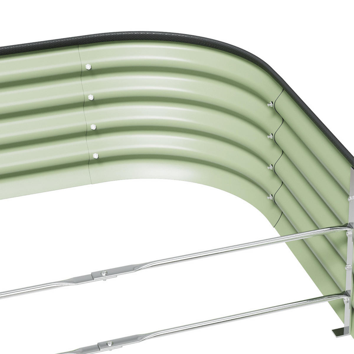 HOCHBEET-PFLANZKASTEN mit Pflanzenstütze aus verzinktem Stahl in Anthrazit Oval Garten Balkon 160 × 80 × 30 cm 6,5 kg - Silberfarben, Metall (80/30/160cm) - Livingandhome