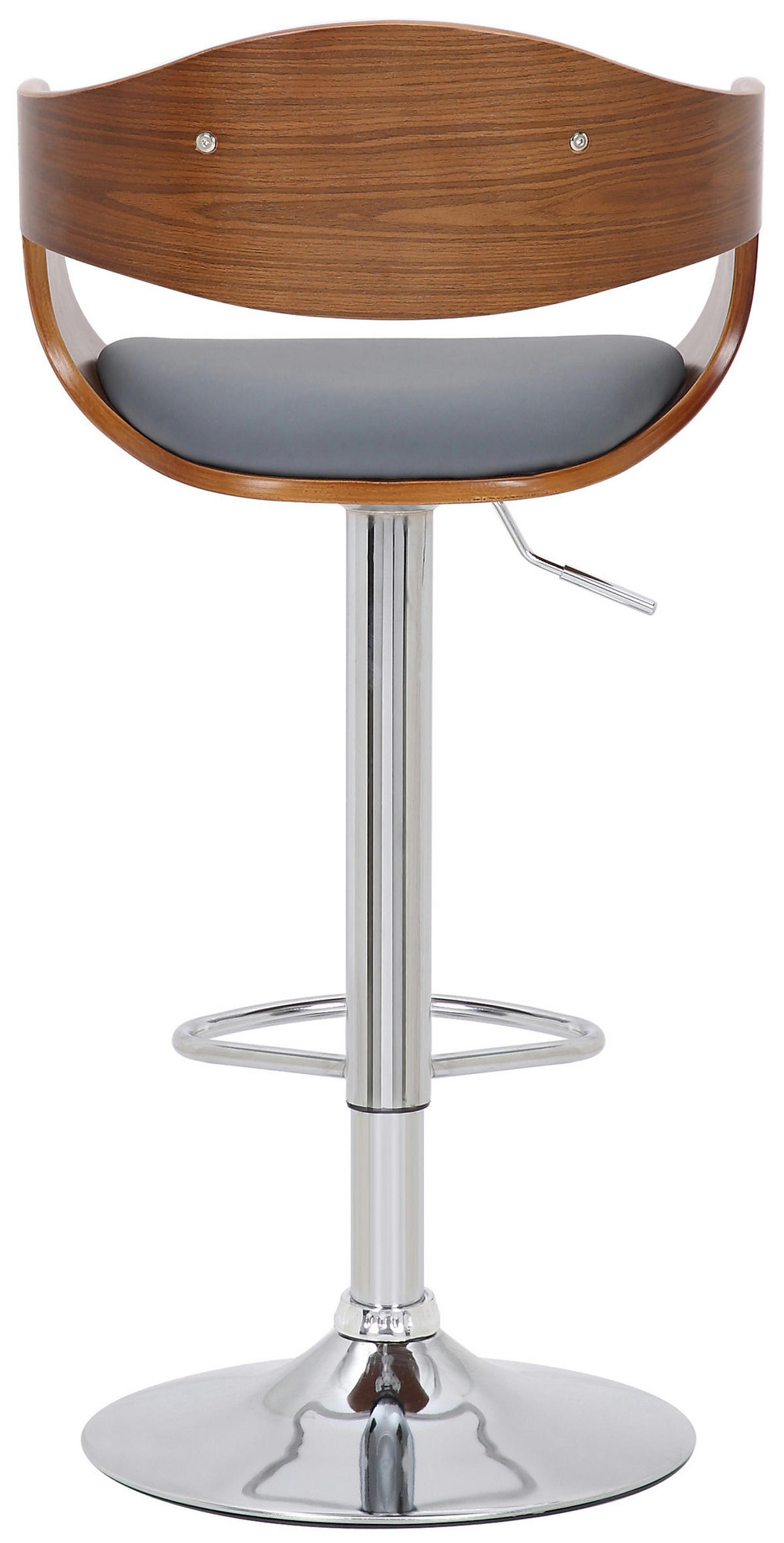 BARHOCKER 2er Set Lederlook walnuss/grau - Chromfarben/Grau, Textil/Metall (50/88/48cm) - CLP