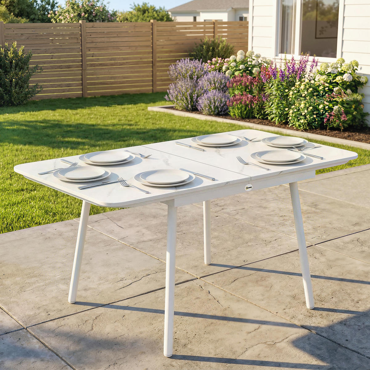 GARTENTISCH DE-14212 rechteckig 140x80 cm mit WPC Weiß - Weiß, Metall (140/80/75cm) - ComfortXL