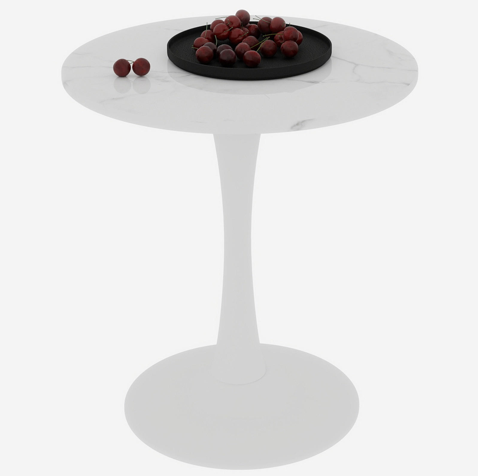 COUCHTISCH 70 cm weiß aus Kunstmarmor mit runder Tischplatte - Weiß, Stein (70/70/72cm) - OKMYHOME
