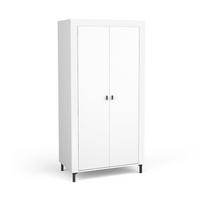 KLEIDERSCHRANK Mossa Weiß, Zweitüriger Kippschrank - Schwarz/Weiß, Holzwerkstoff (97/194/60cm) - Bettso
