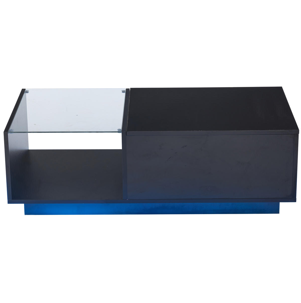 COUCHTISCH mit LED und Stauraum 100 x 50 cm Hochglanz Schwarz - Schwarz, Holzwerkstoff (100/50/33cm) - Meubliv