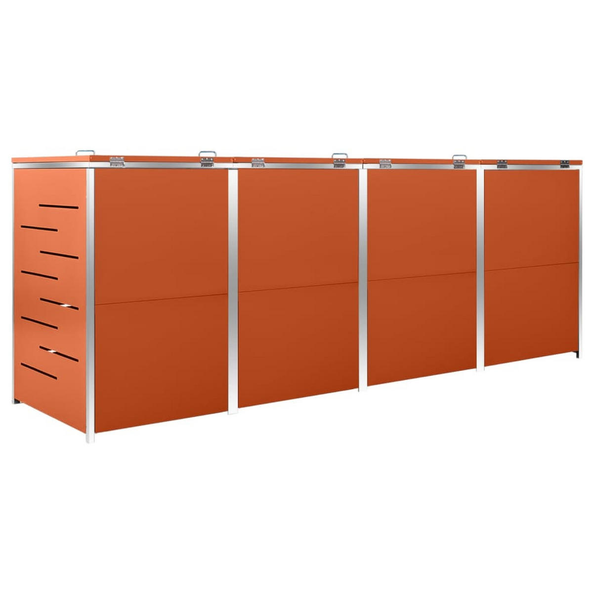 4ER Mülltonnenbox JAGU Edelstahl | Orange | 115,5x276,5x77,5cm | Für 4 Tonnen 240L - Orange, Metall (276.5/115.5/77.5cm) - DELUKE