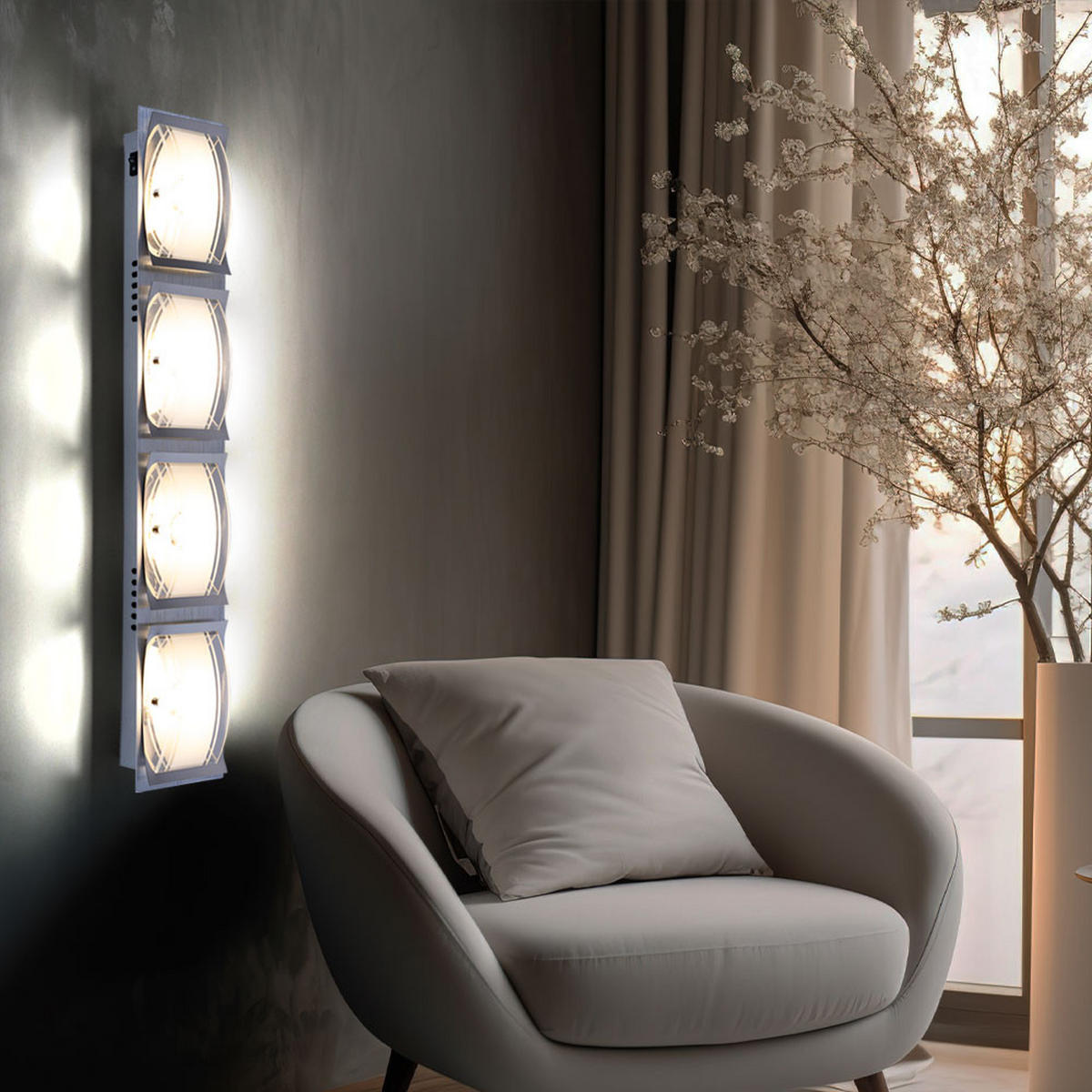 LED WANDLEUCHTE Adonia Aluminium Silber - Silberfarben, Glas (10/6.5/60cm) - Esto