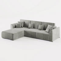 ECKSOFA LUMO L Links Grau Velours-Stoff mit Schlaffunktion und Bettkasten - Grau, Textil (293/195cm) - Barchello