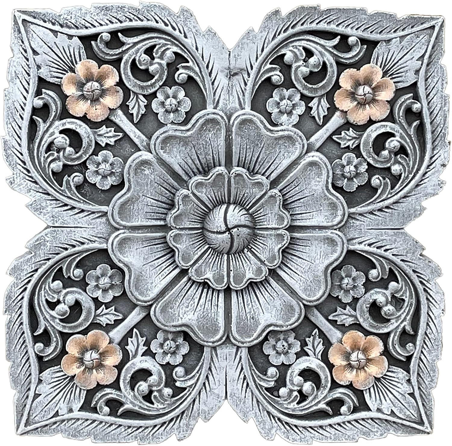 STEINFIGUR Mandala rund zur Wandmontage frostfest Steinguss - Grau, Stein (16/3/16cm) - stoneandstyle