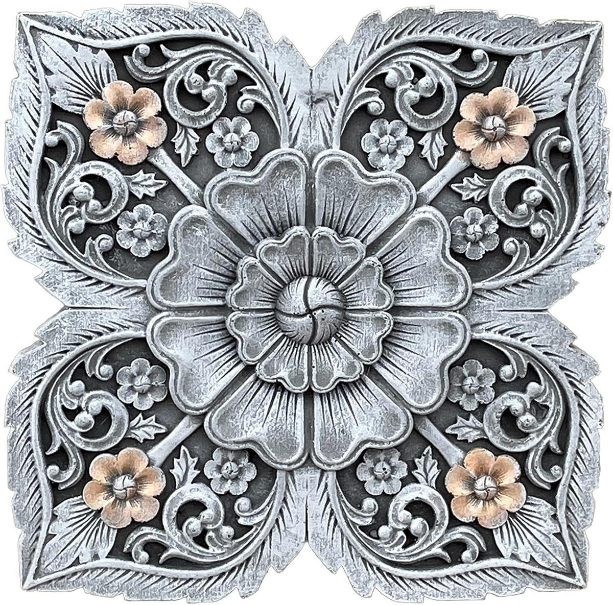 STEINFIGUR Mandala rund zur Wandmontage frostfest Steinguss - Grau, Stein (16/3/16cm) - stoneandstyle