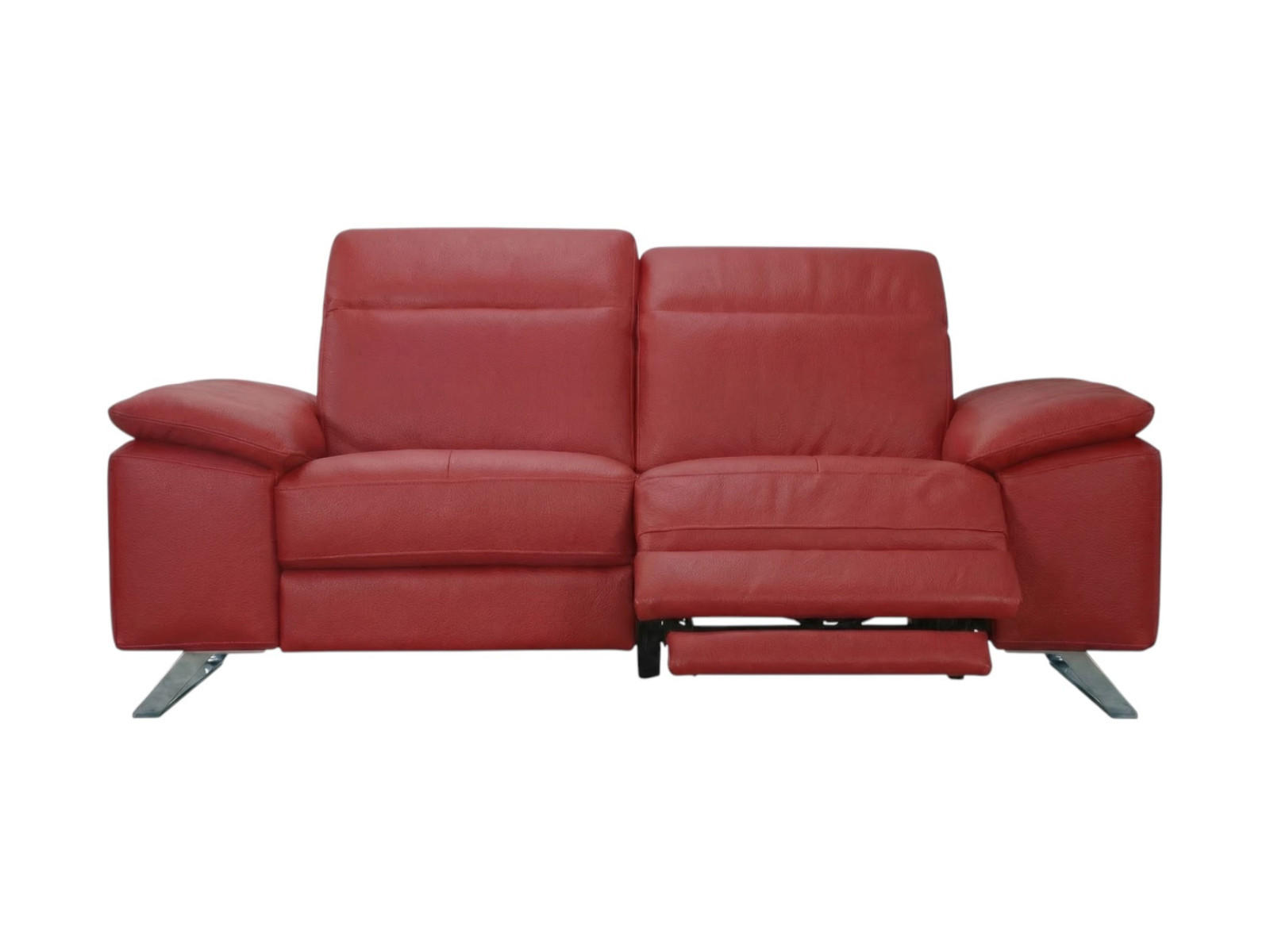 2-SITZER Sofa Genius Echtleder mit 1 x Relaxfunktion Rot - Rot, Leder/Metall (180/80/104cm)