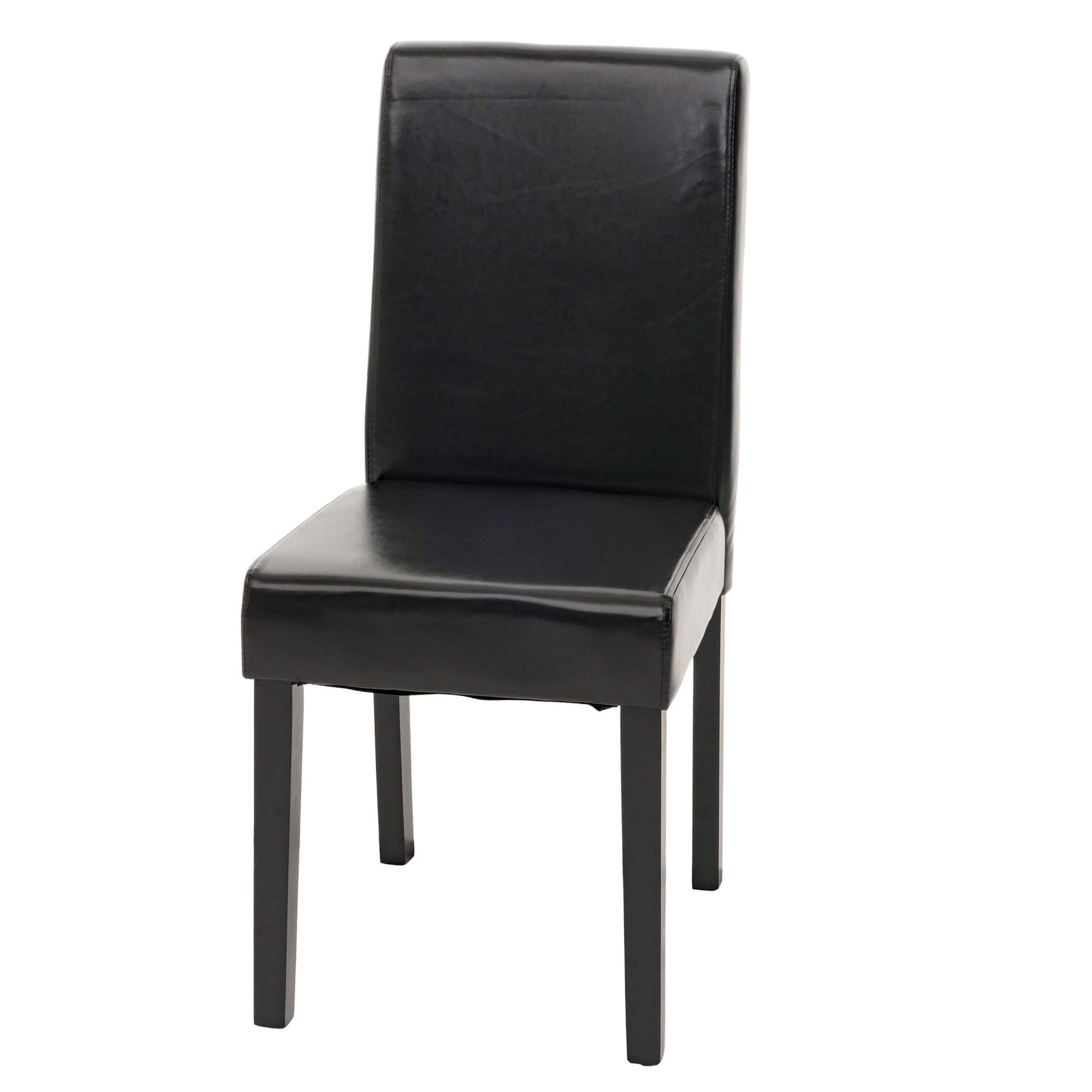 ESSZIMMERSTUHL klassisch und zeitlos 90x43x56cm Sitzhöhe 45cm Leder dunkle Beine Schwarz - Schwarz, Leder (43/90/56cm) - CHEFGASTRO