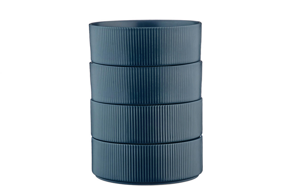 SCHALEN Scandi Ø16,5cm - 4er-Set - Marineblau - Blau, Keramik (16.5cm) - Björn