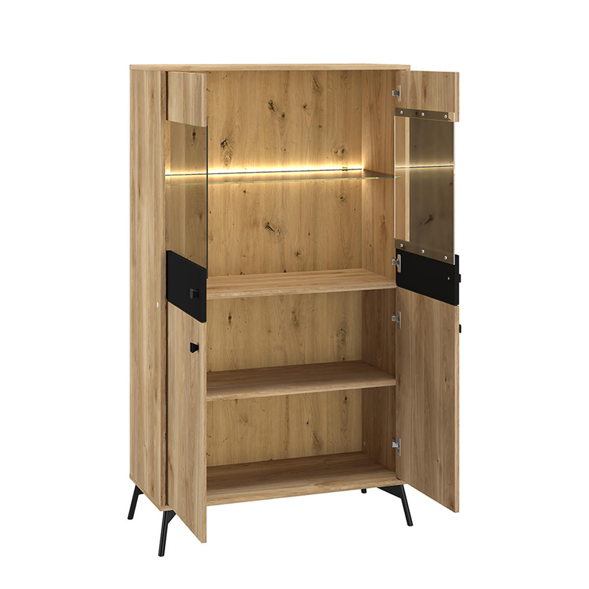 VITRÍNA Elara Dřevo - hnědá, kompozitní dřevo (90/160/40cm) - Petits-meubles