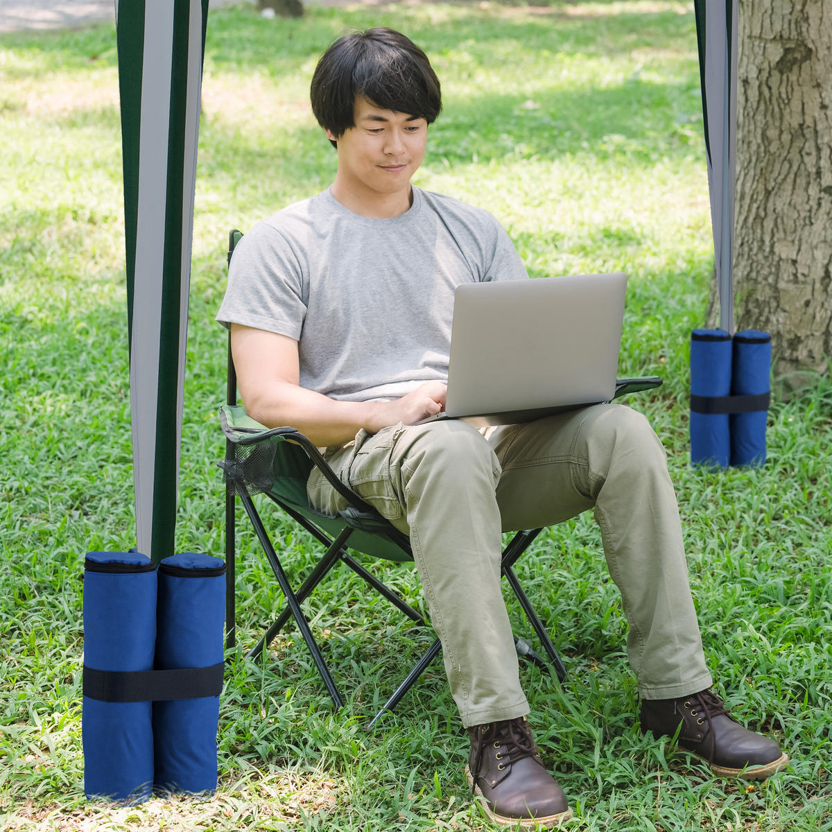 4XPAVILONOVÉ pytle s pískem - modrá, kov/textil (42/40/1.5cm) - Relaxdays