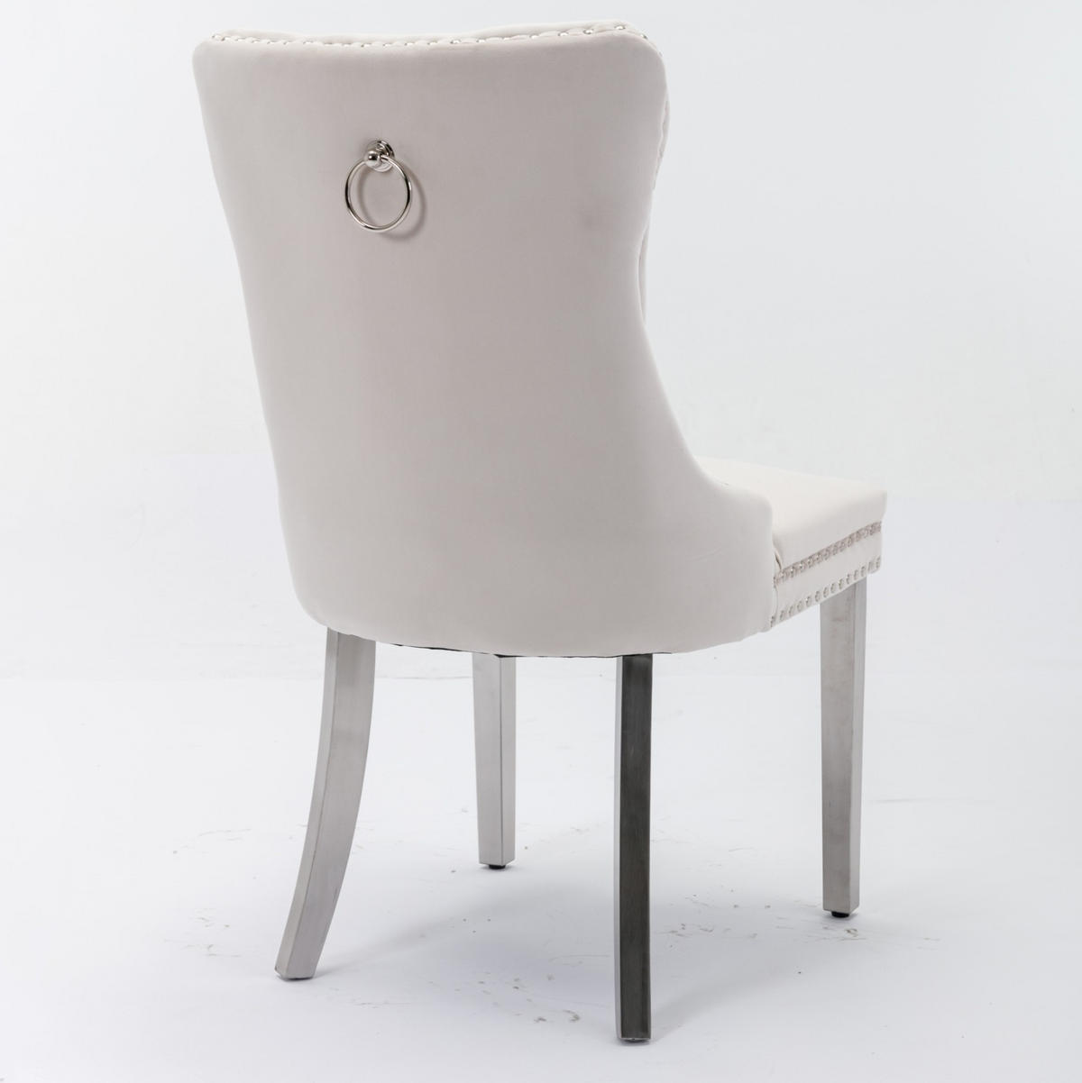 ESSZIMMERSTUHL 2er-Set hohe Rückenlehne Samt Beige - Beige, Metall (50/95/65cm) - Meubliv