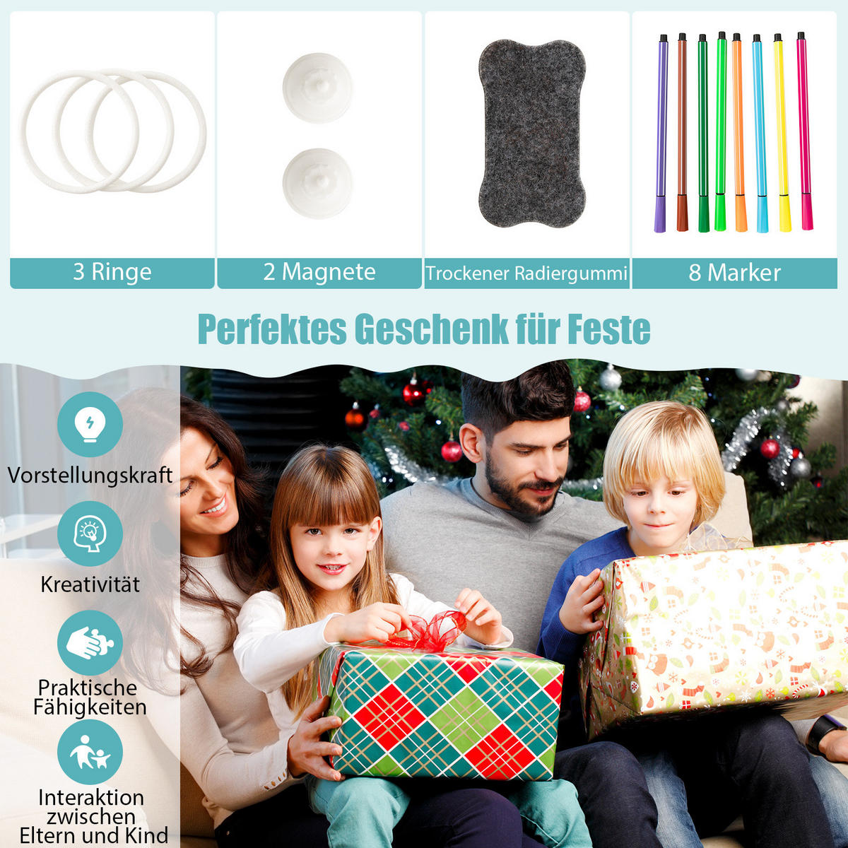 KUNSTSTAFFELEI Blau - Blau, Kunststoff (55/70/78cm) - COSTWAY