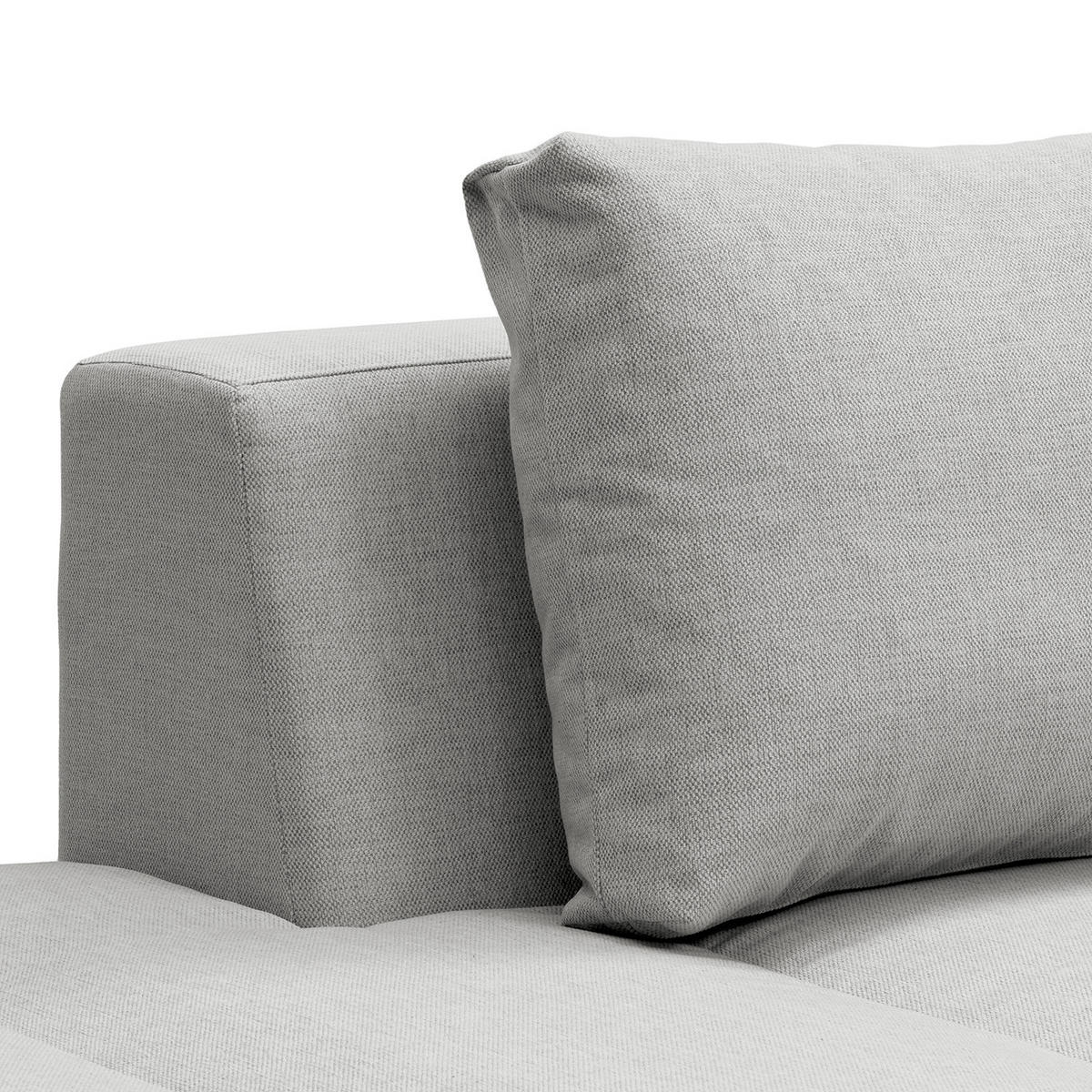 ECKSOFA mit Ottomane - Chromfarben/Hellgrau, Textil/Metall (319/230cm) - home24