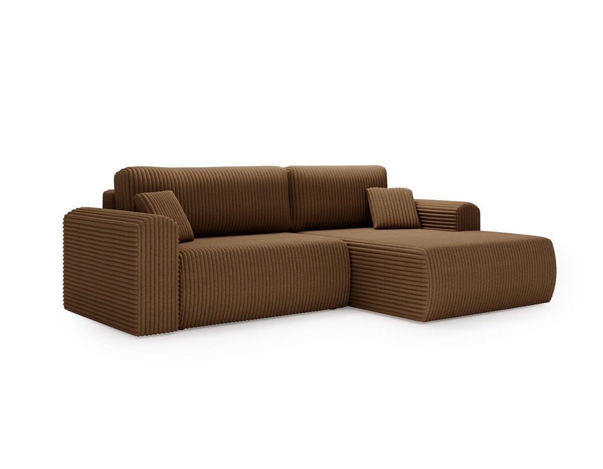ECKSOFA Linea Beige, Sofa mit Schlaffunktion, rechte seite - Beige, Holzwerkstoff/Textil (257/177cm) - Bettso