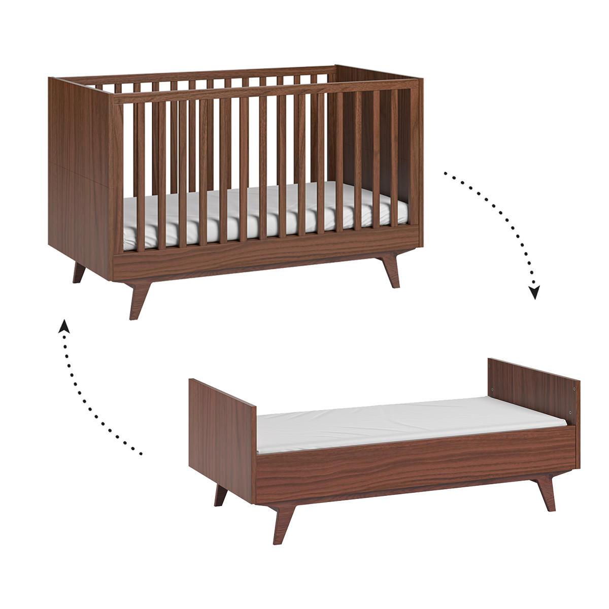 BABYZIMMER 3-teilig Mid Holz - Braun, Holzwerkstoff (144/90/75cm) - Petits-meubles