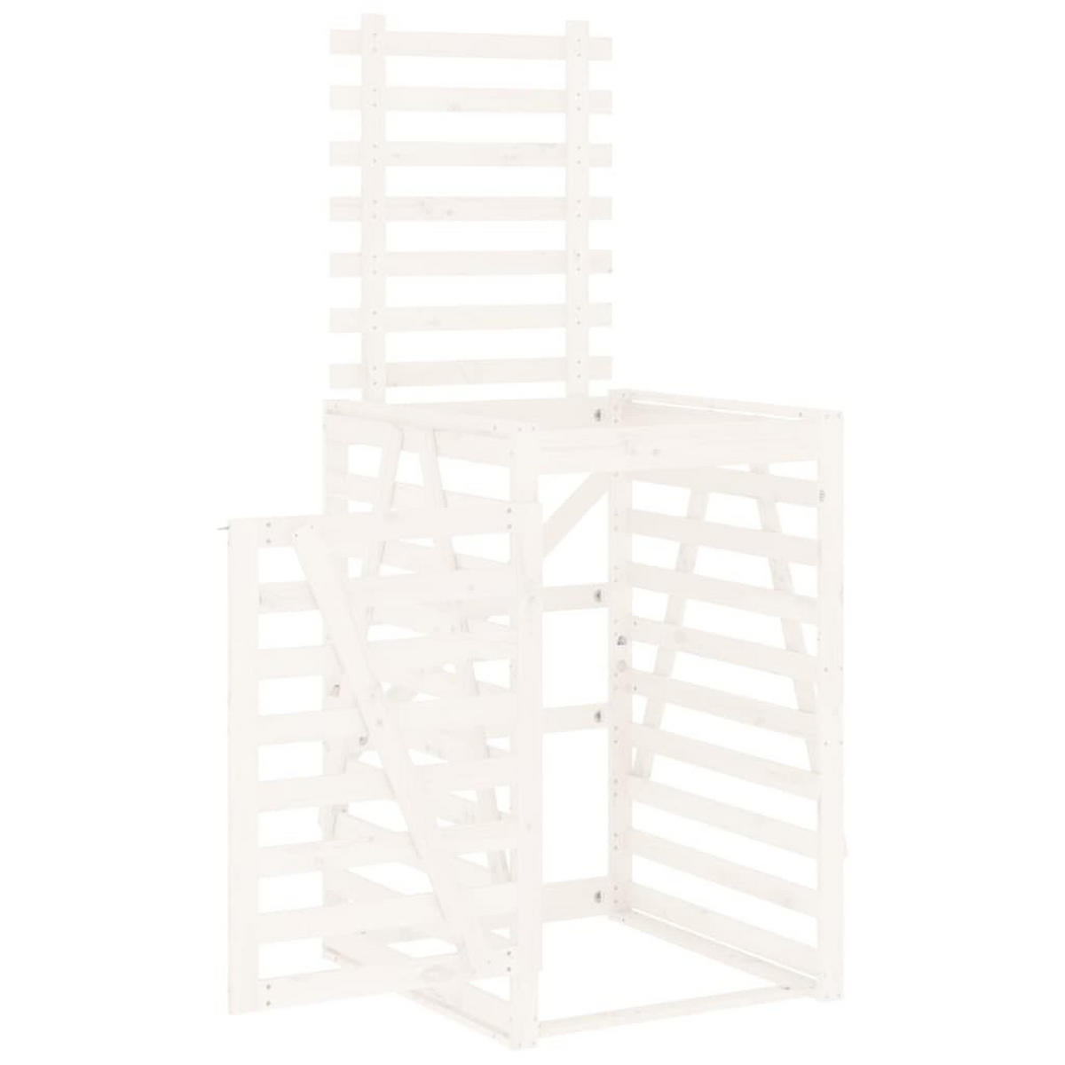 1ER Mülltonnenbox Kiefernholz BOUMI | 84x90x128,5cm Weiß | Für 1 Tonne - Weiß, Holz (84/128.5/90cm) - DELUKE