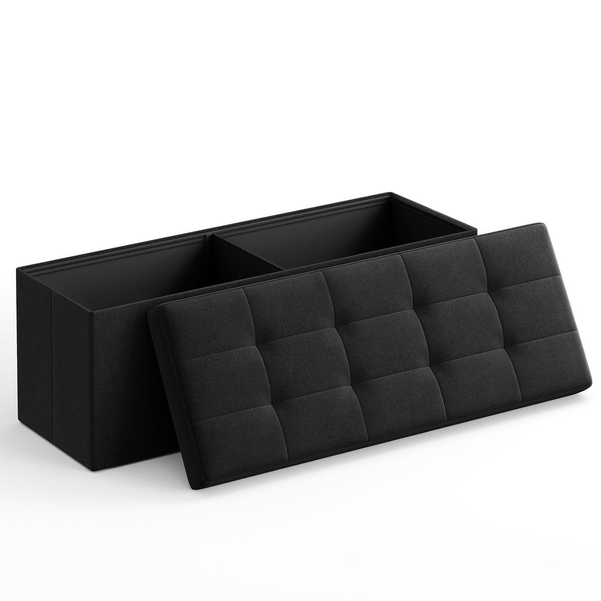 TRUHENBANK Dunkelblau Schwarz 110x38 cm mit Stauraum - Schwarz, Holzwerkstoff (110/38/38cm)