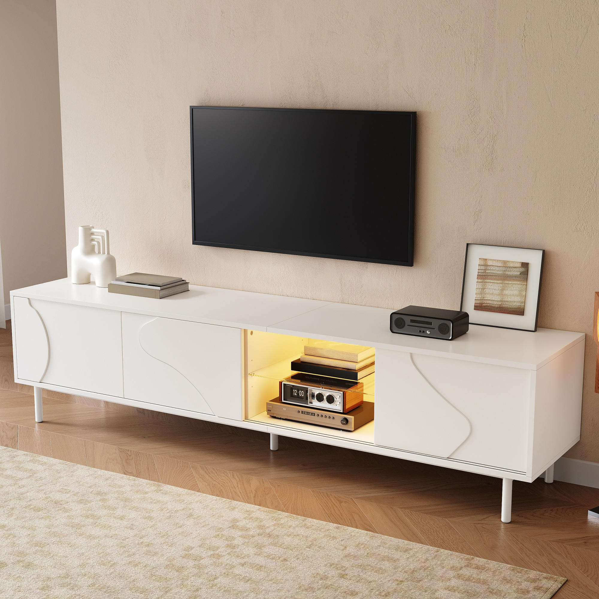 Korfee Tv-Element Weiß 40x45x180 cm