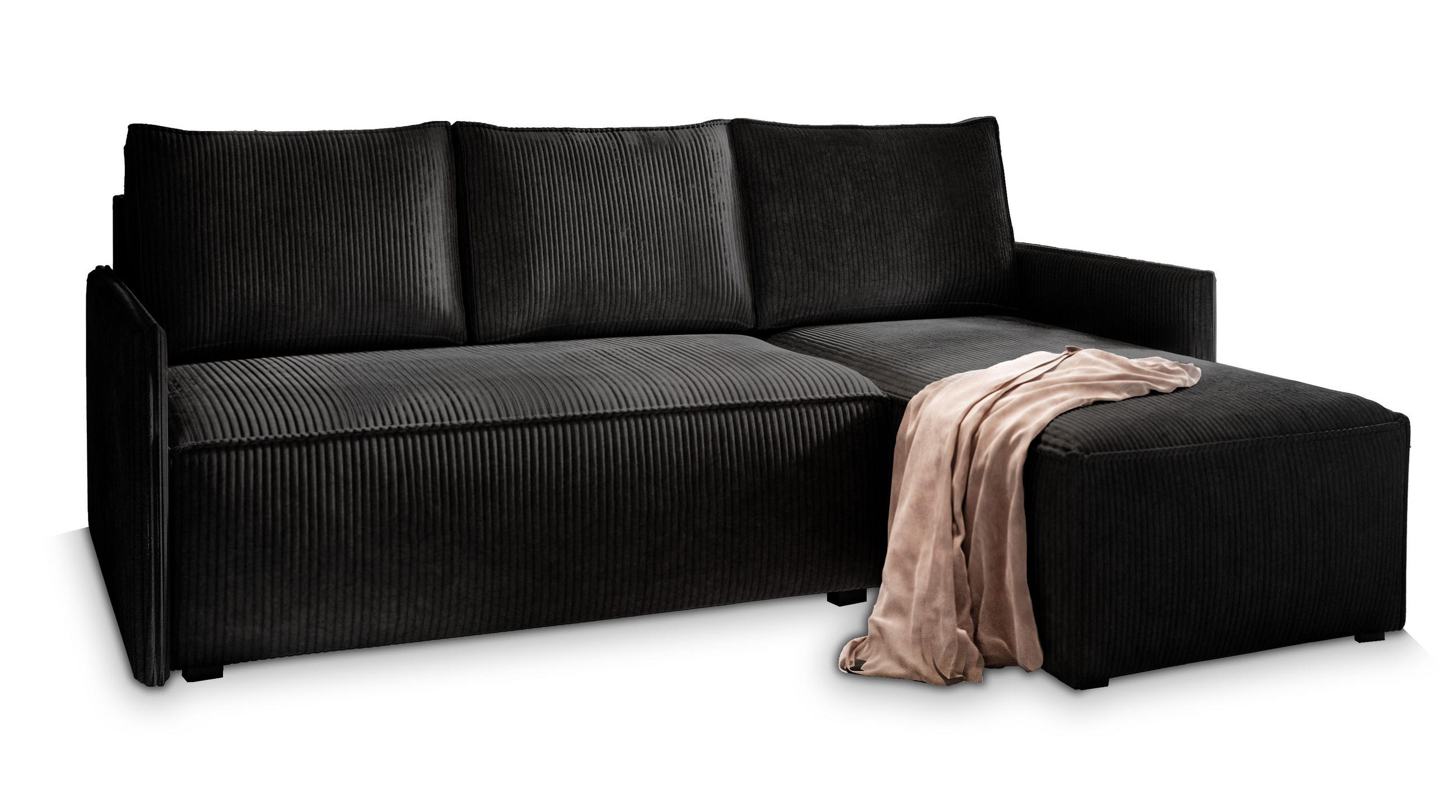 Masseno Ecksofa Schwarz 206x143 cm