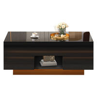COUCHTISCH höhenverstellbar Schwarz LED 2 Schubladen 100/45/43 cm - Schwarz, Holzwerkstoff (100/45/43cm)