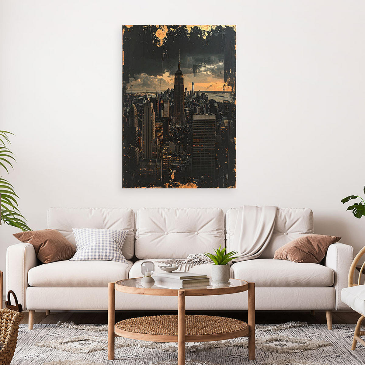 LEINWANDBILD Städte & Architektur 80x120cm - Goldfarben, Textil (80/120cm) - Feeby