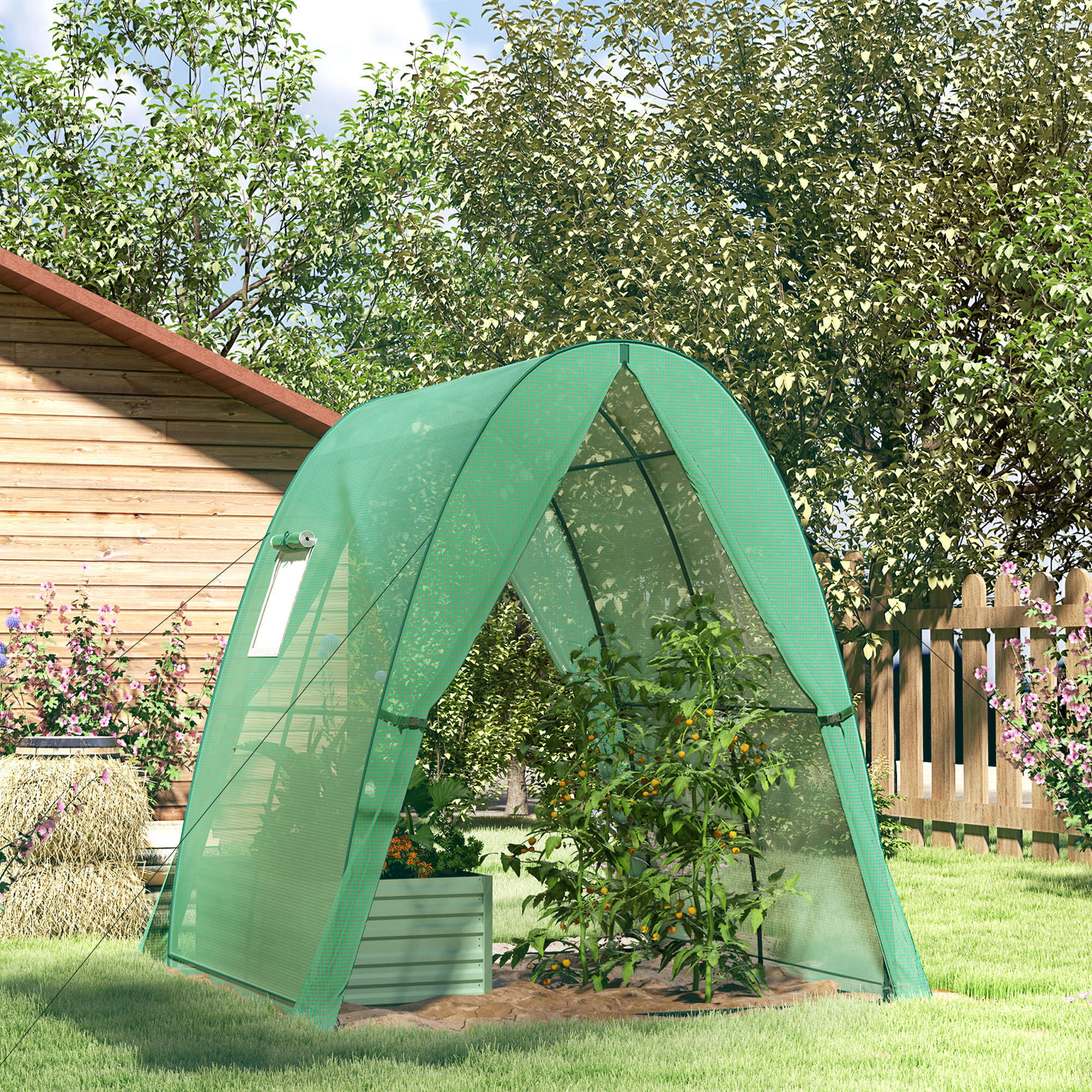 GEWÄCHSHAUS, 180L x 180B x 200H cm - Grün, Kunststoff/Metall (180/200/180cm) - Outsunny